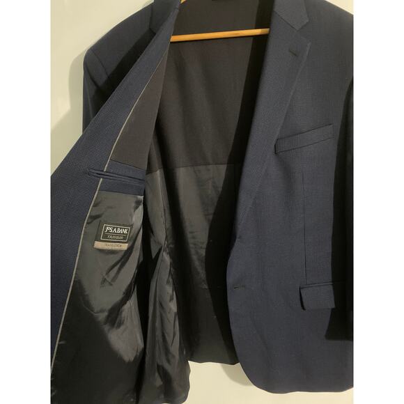 Jos A Bank Traveler blazer sports coat men size 40 long slim navy houndstooth - Picture 4 of 7